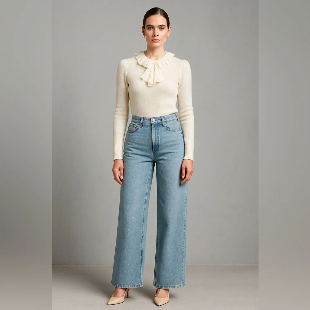 Vintage Victorian Style Sweater in Ivory - Picture 7 of 7